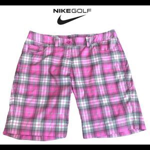 Nike Golf pink plaid check shorts Sz 12 NWOT